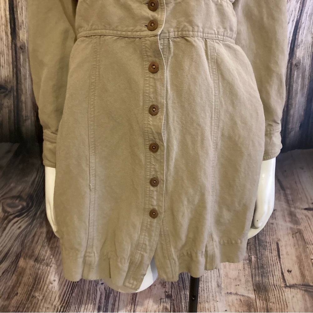 Soft Surroundings Khaki Button Down Mini Dress - Picture 3 of 12